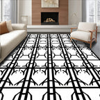 Monochrome Geometric Grid Pattern Rug