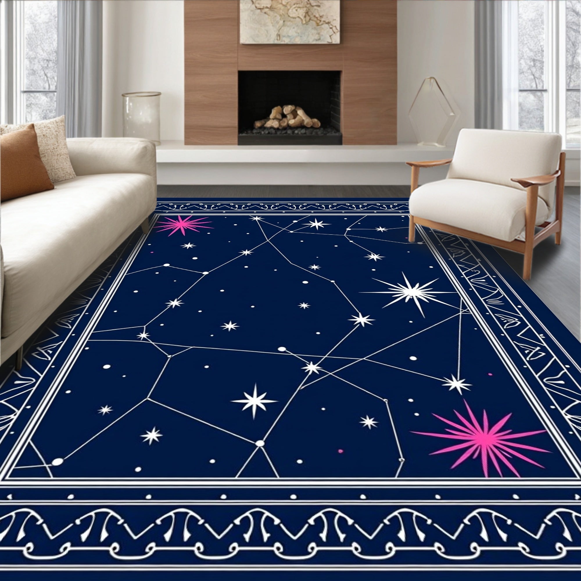 Celestial Star Constellation Pattern Rug