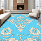 Classic Floral Medallion Blue Cream Rug
