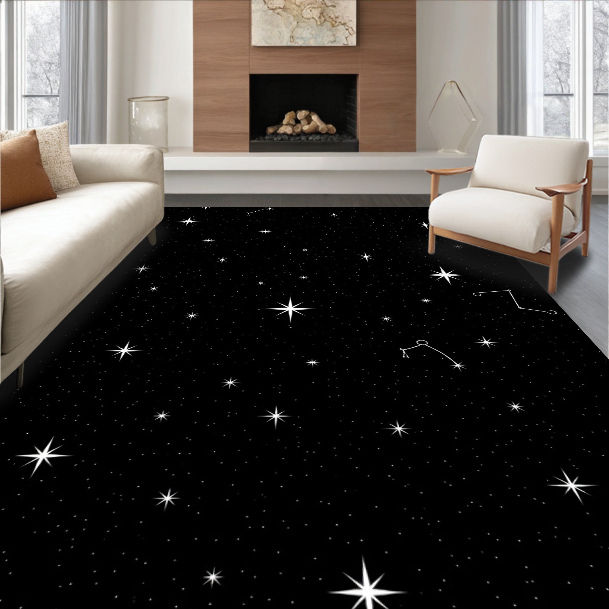 Celestial Star Constellation Pattern Rug