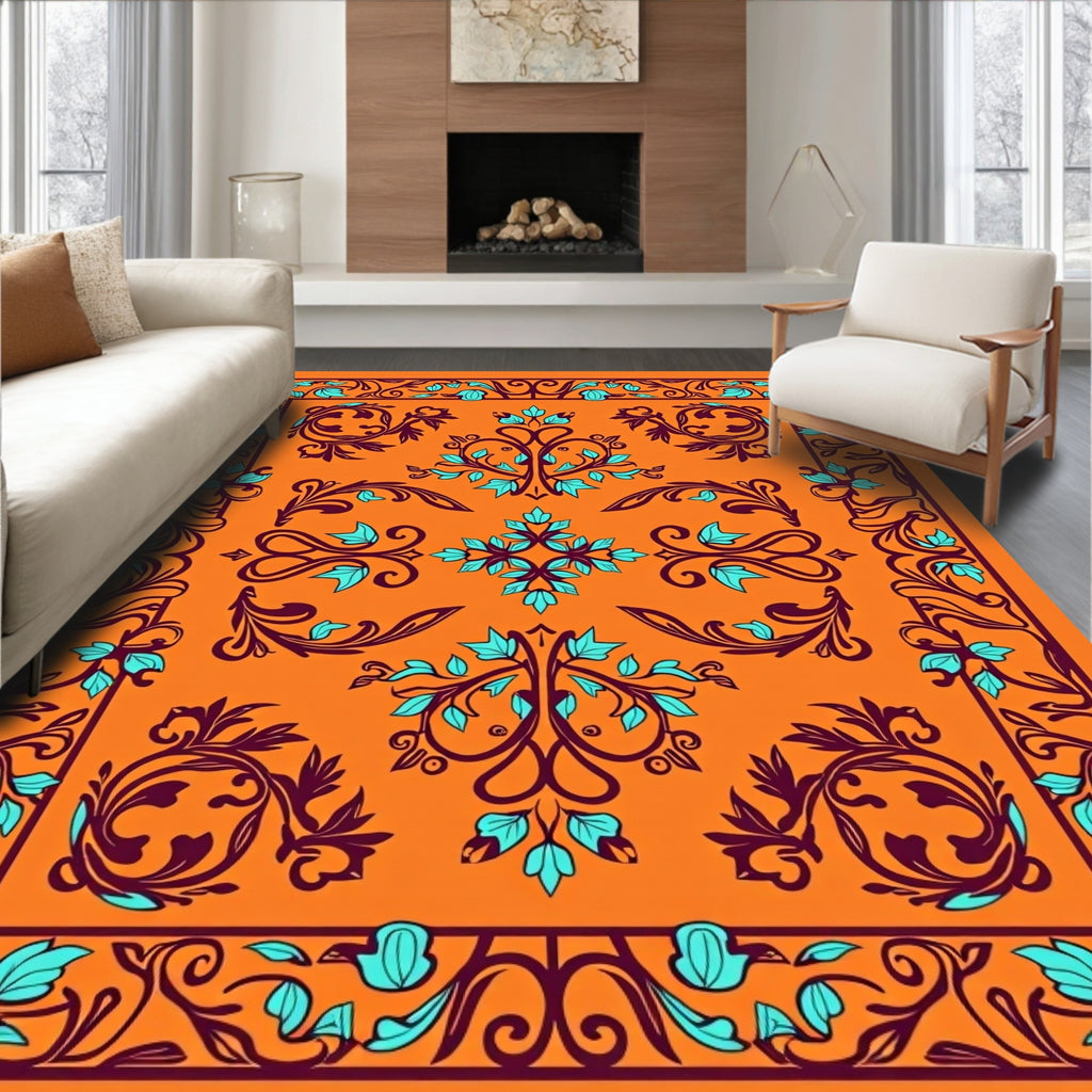 Ornate Floral Vine Pattern Rug