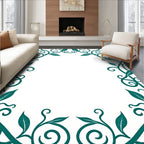 Teal Vine and Swirl Floral Pattern Rug