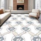 Gray Beige Swirl Diamond Pattern Rug
