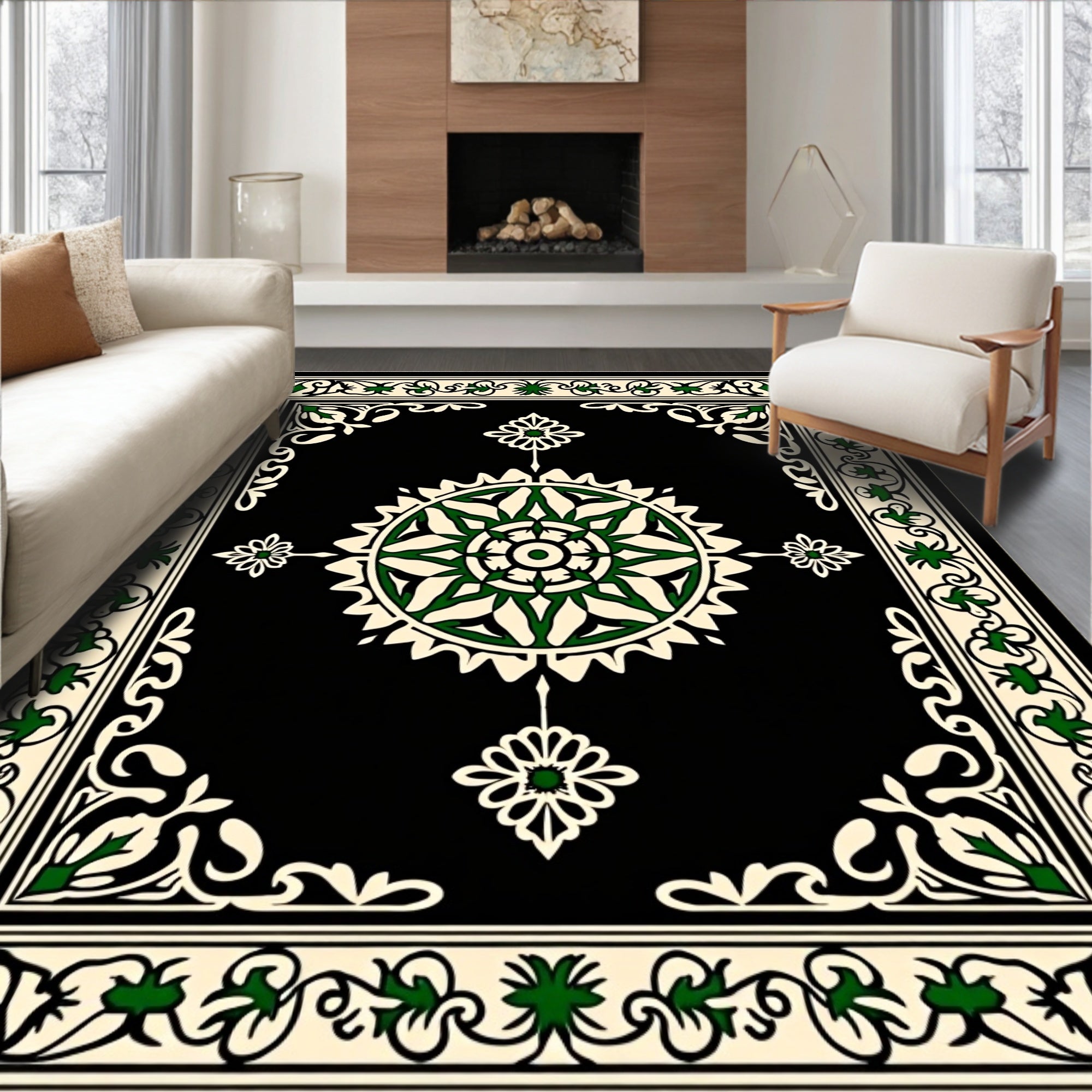 Ornate Floral Mandala Pattern Rug