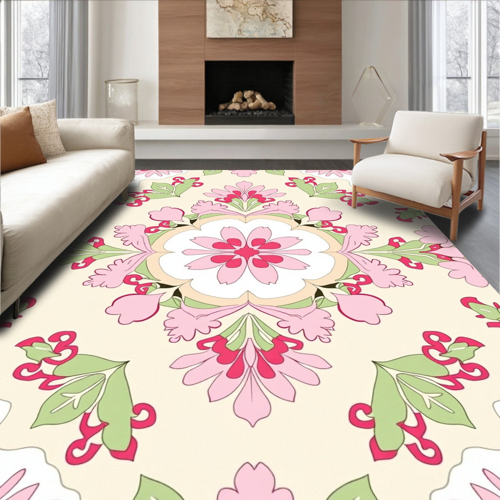 Vintage Floral Medallion Pattern Rug