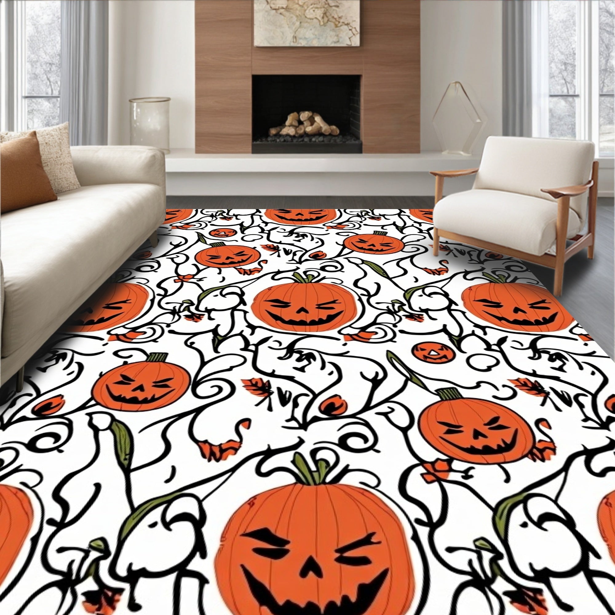 Spooky Jack O Lantern Vine Delight Rug