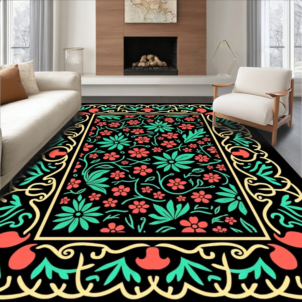Ornate Floral Pattern Rug
