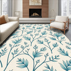 Botanical Vining Pattern With A Teal Hue Rug