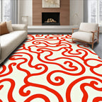 Abstract Swirls Red Pattern Rug
