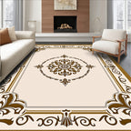 Ornate Brown Medallion Classic Decorative Rug