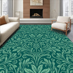 Emerald Floral Art Nouveau Pattern Rug