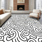 Abstract Swirl And Line Pattern Rug