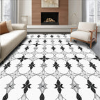 Monochromatic Geometric Floral Pattern Design Rug