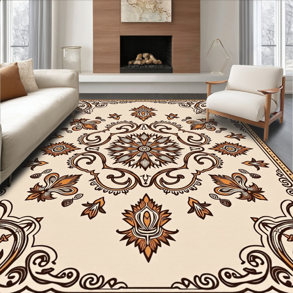 Ornate Floral Medallion Pattern Rug