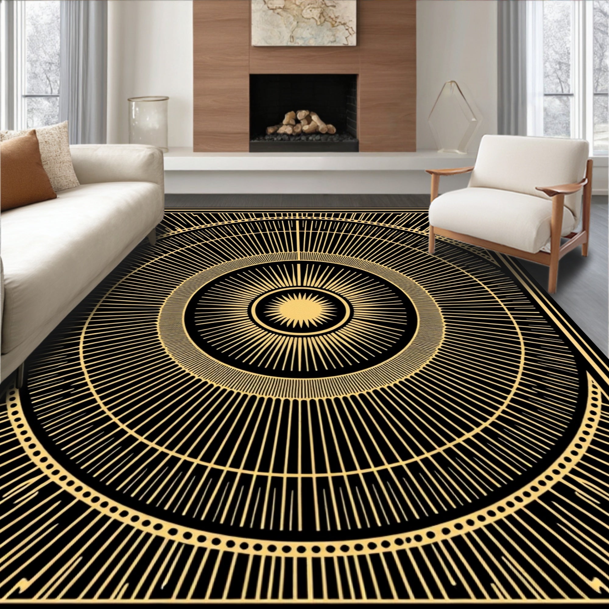 Radiant Sunburst Art Deco Design Rug