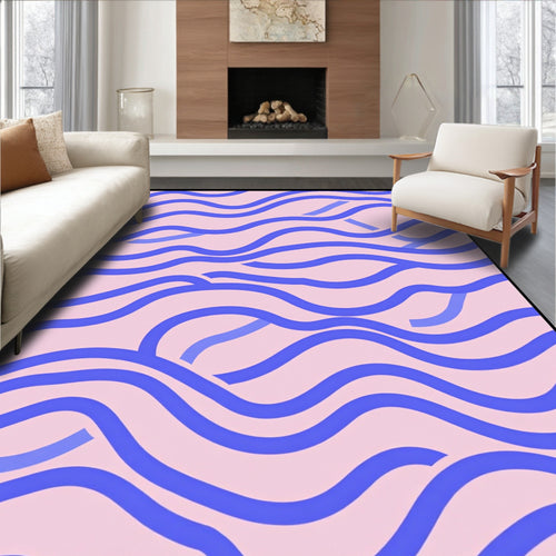 Blue Waves Patterned Rug