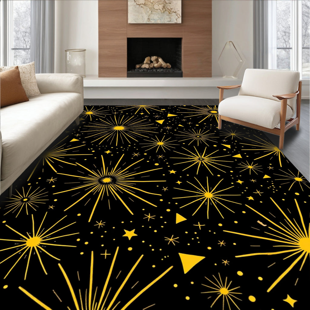 Radiant Sunburst Geometric Pattern Rug