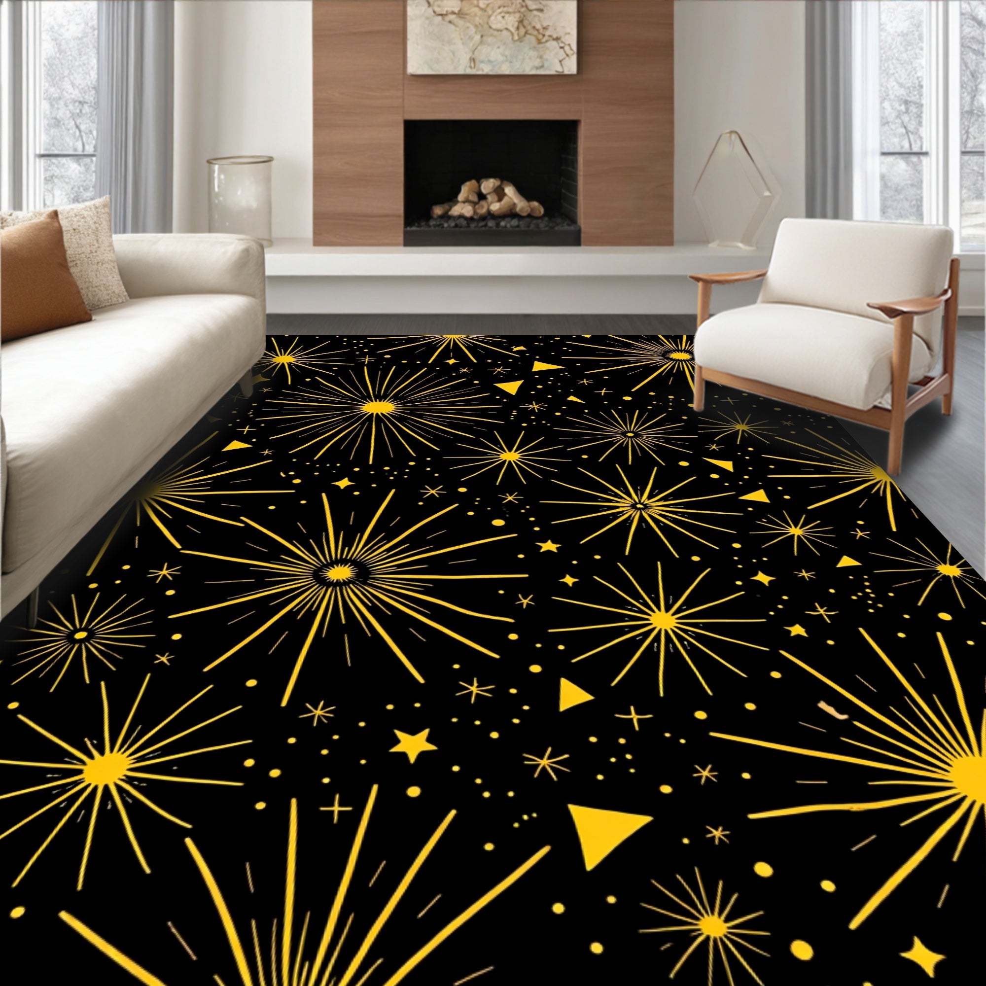 Radiant Sunburst Geometric Pattern Rug