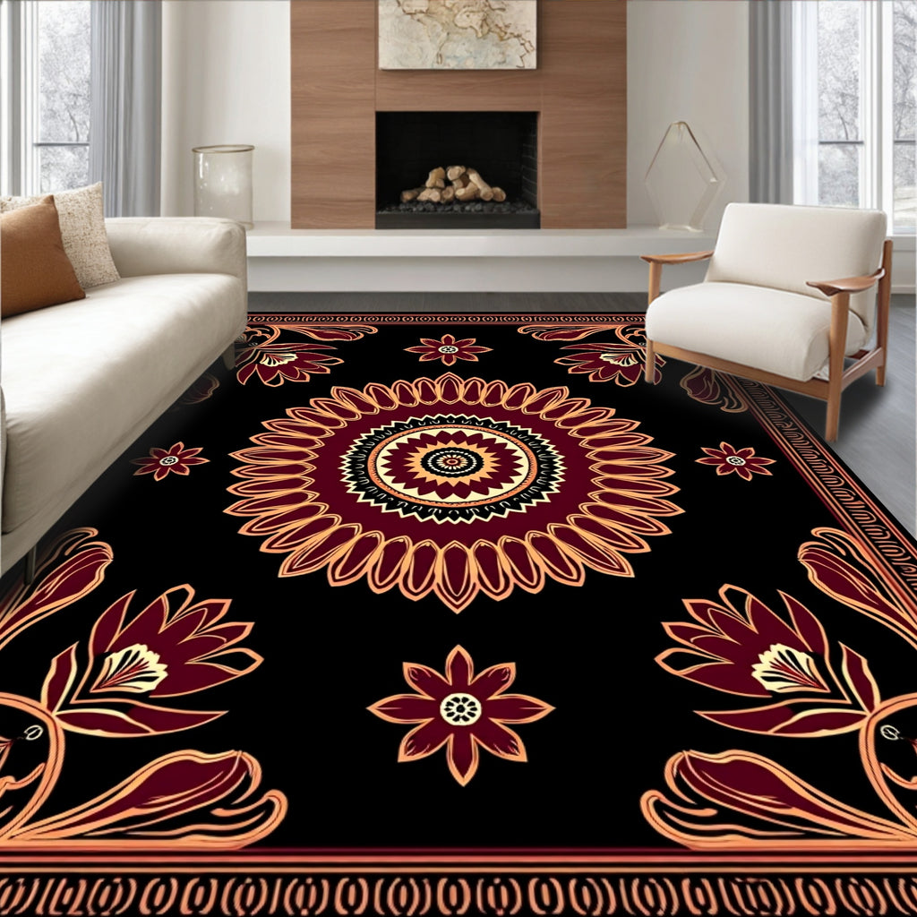 Warm Tones Floral Mandala Design Rug