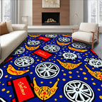 Bold Red Yellow Wheel Pattern Rug