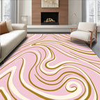 Pink Swirl Gold Accented Swirl Pattern Rug