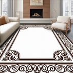 Ornate Scrollwork Border Pattern Rug