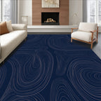 Deep Blue Swirls Abstract Pattern Rug