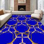 Geometric Art Deco Blue And Gold Rug