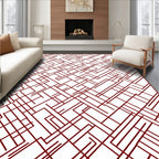 Abstract Geometric Red Lines Pattern Rug