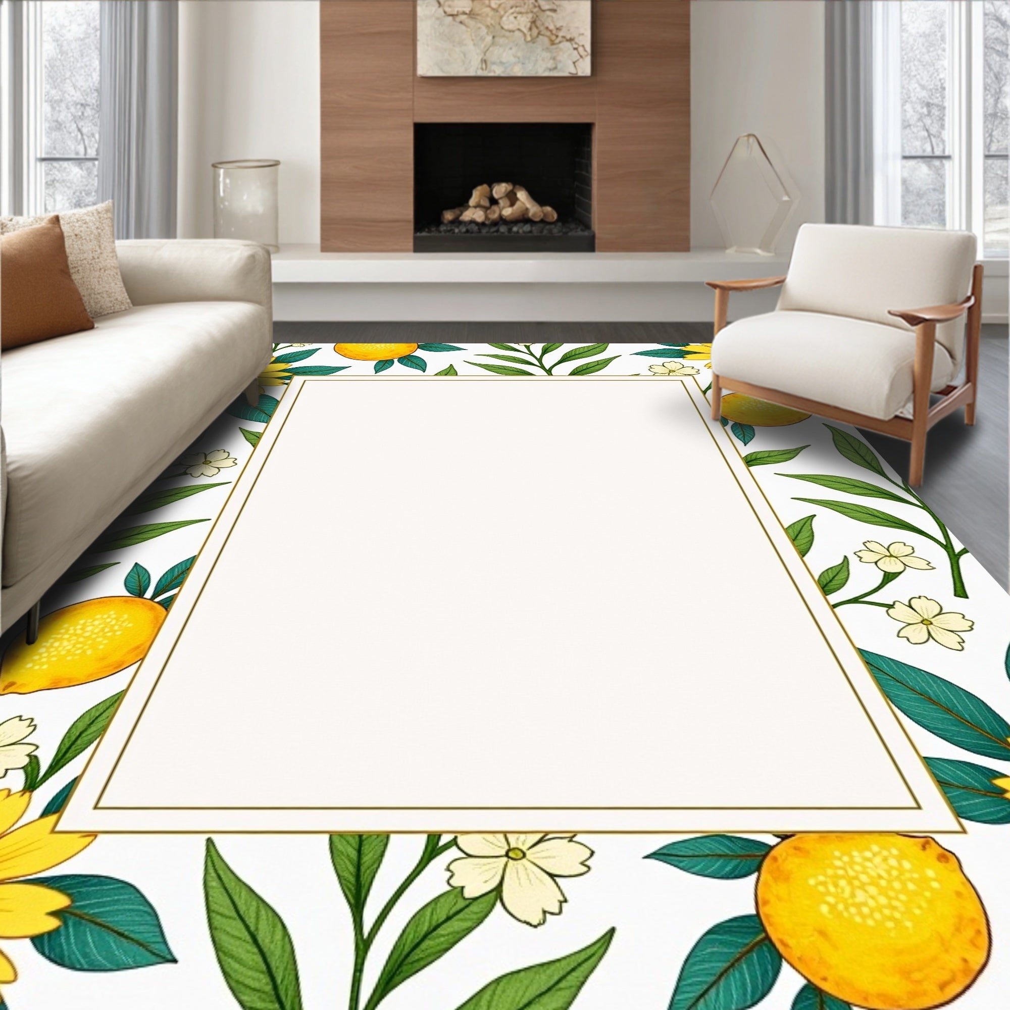Lemon Blossom Garden Pattern Rug
