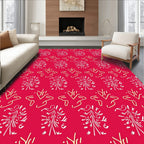 Crimson White Yellow Abstract Branch Rug