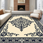 Intricate Floral Medallion Border Design Rug