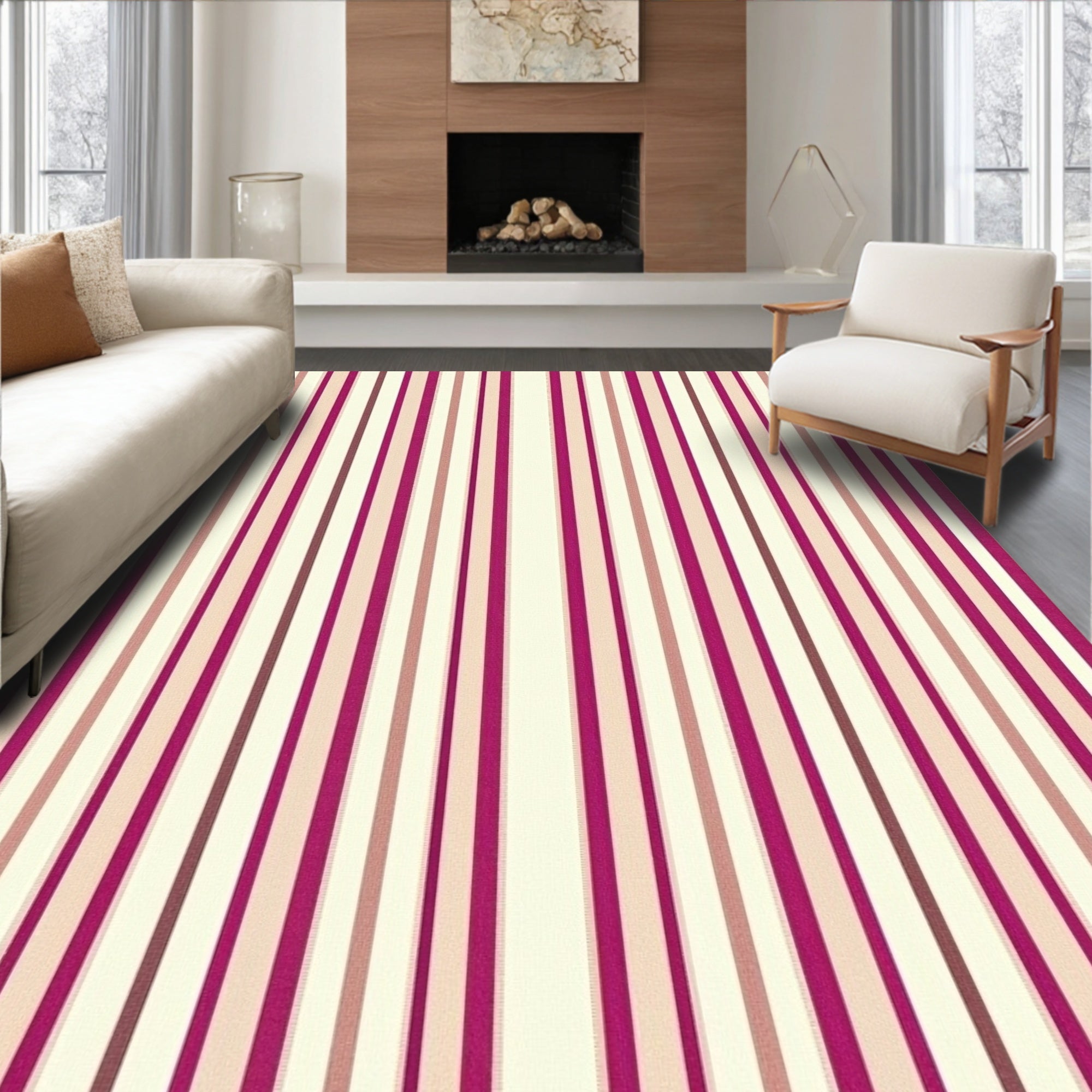 Striped Pattern with Magenta Hues Rug