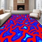 Abstract Blob Pattern With Red Background Rug