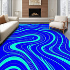Bold Blue Aqua Wavy Lines Design Rug
