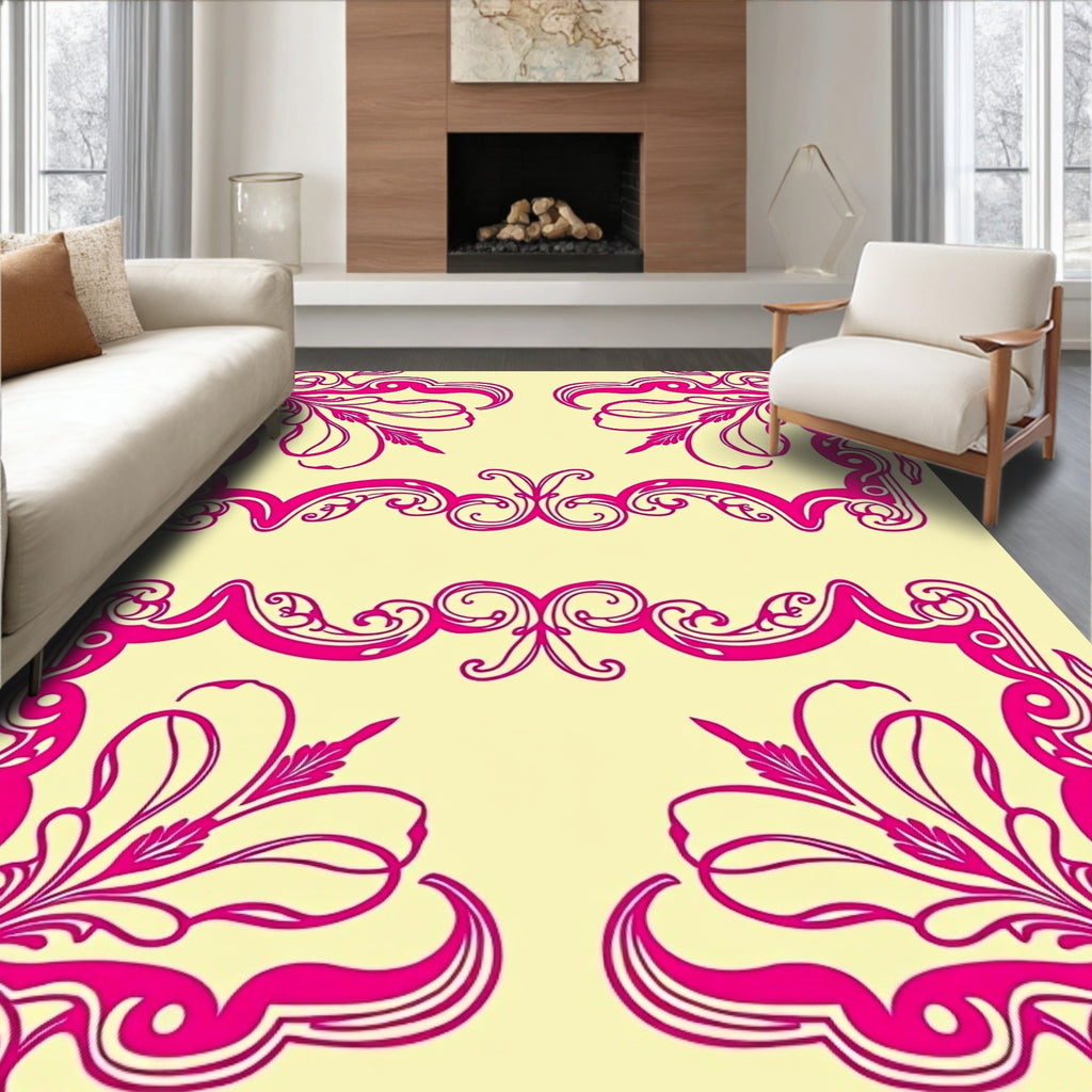 Ornate Floral Frame Pattern Rug