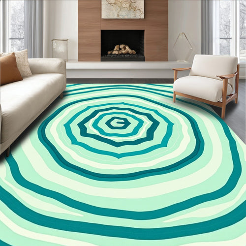 Abstract Teal Swirl Pattern Rug