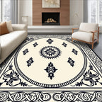 Monochromatic Intricate Floral Medallion Rug