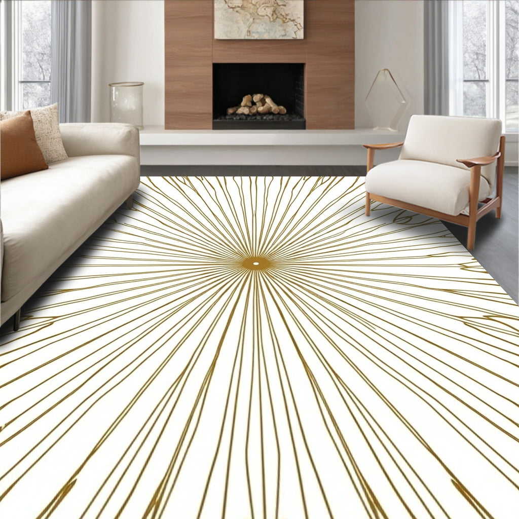 Radiant Starburst Detailed Line Art Design Rug