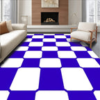 Classic Cobalt Blue White Checkerboard Rug