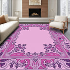 Fuchsia Abstract Swirl Decorative Frame Design Rug