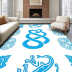 Bold Blue Infinite Knot Pattern Rug