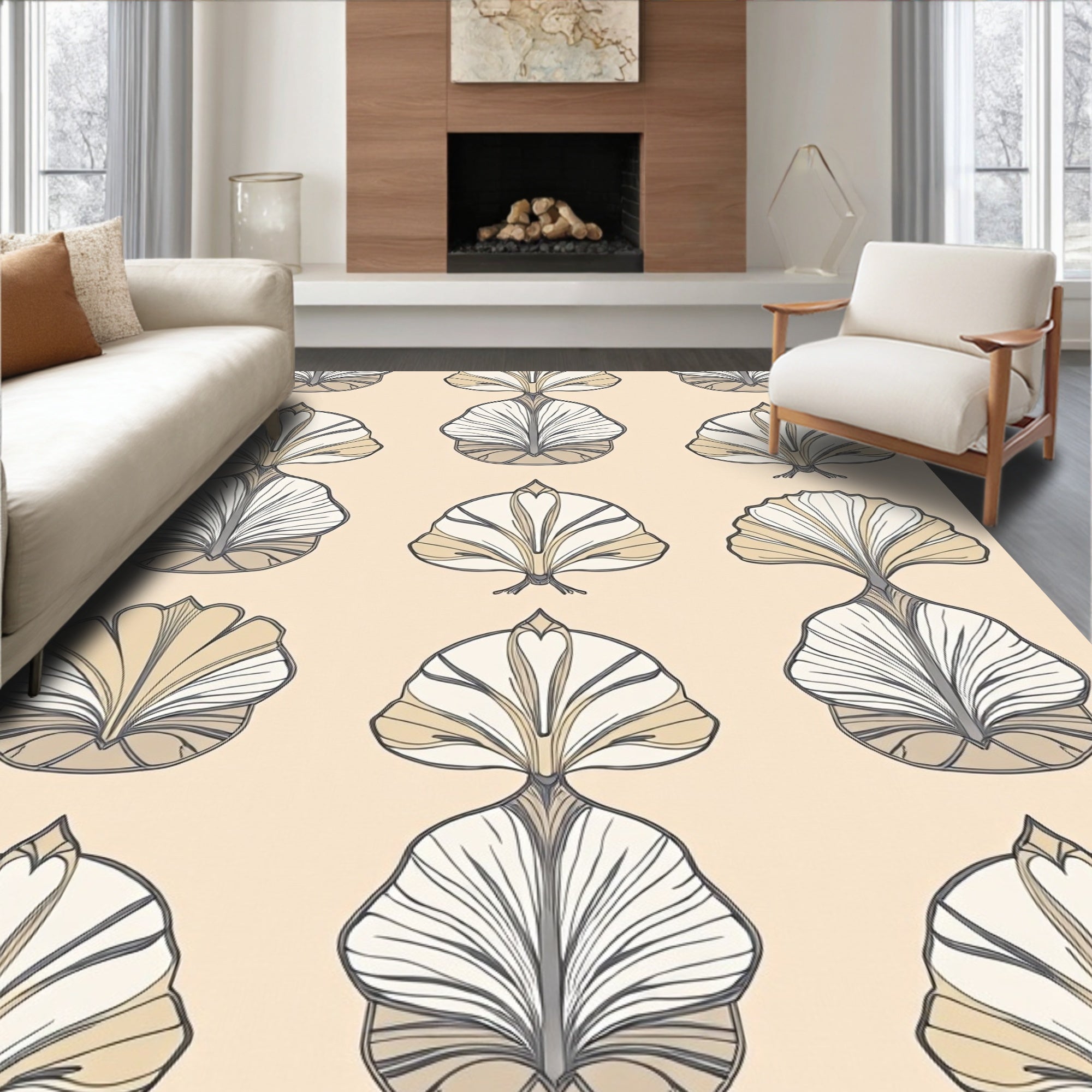 Elegant Art Deco Fan Pattern Rug