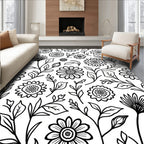 Floral Vine Pattern With Black Outline Rug