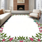 Pink Floral Vine Border Design Rug