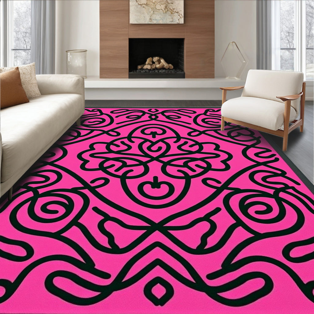 Bold Abstract Swirl Intertwined Design Rug