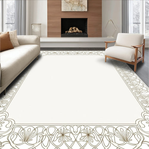 Art Nouveau Floral Scrollwork Outline Rug