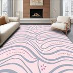 Soft Pink Gray Wavy Design Rug