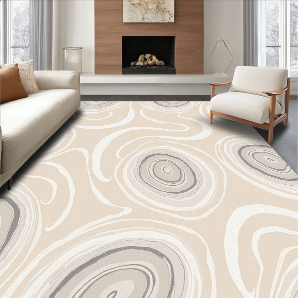 Abstract Swirl Neutral Tones Rug