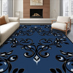 Scrollwork Floral Damask Pattern Rug